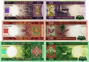 MAURITANIA - Lotto Lot 3 banconote 100/200/500 ouguiya - FDS UNC - Imagen 1 de 1