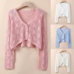 Womens Fashion Hollow Knit Cardigan for Daily Casual Looks and Comfort - Picture 1 of 15