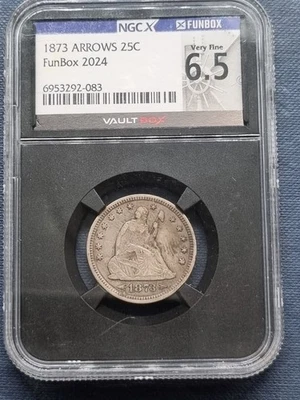 1873 Seated Liberty Quarter 25c Better Grade NGC X 6.5 VF Funbox 2024 #92399 - Image 1 of 2