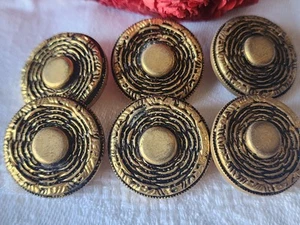 Lot Of 6 Large Vintage Gold Metal Buttons 2.5 Cm Ref 5402 - Picture 1 of 2
