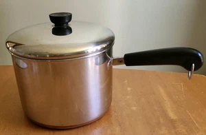Vintage Revere Ware 4 Qt 1801 Copper Bottom Saucepan  - Picture 1 of 9
