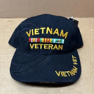 Vietnam War Veteran Vet Adjustable Black Hat Cap US Military Servic USA - Picture 1 of 6