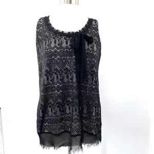 CAbi Womens Emily Black Lace Over Lay Lined Sleeveless Blouse Size Medium M - Picture 1 of 8