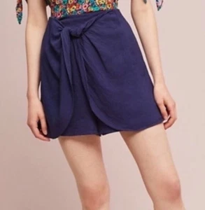 Falda corta Anthropologie Hei Hei Leia azul marino nudo corbata frontal talla pequeña nueva con etiquetas  - Imagen 1 de 9
