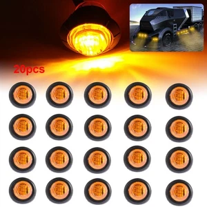 20X 3/4" Amber LED Side Marker Lights 12V Round Bullet Light for Truck Trailer - Picture 1 of 11