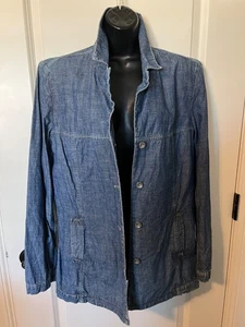 CHAQUETA CAMISA VAQUERA FACONNABLE M AZUL DISEÑADOR BOLSILLOS ABOTONADOS LITE USADA EN EXCELENTE ESTADO - Imagen 1 de 7