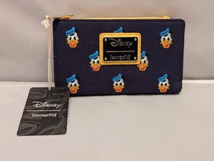 Neu Loungefly x Disney Donald Duck Allover-Druck bestickt Canvas Reißverschluss Geldbörse - Bild 1 von 11