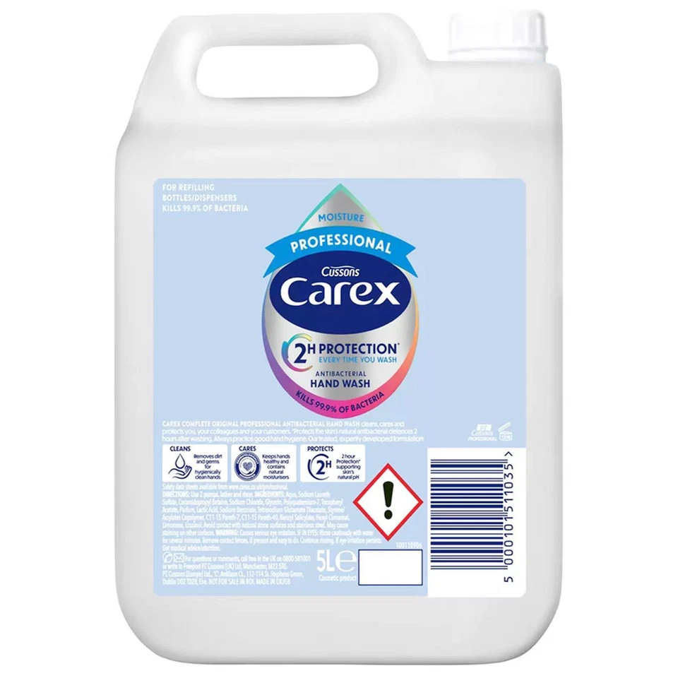 Carex Cussons Complete Moisture Professional Refill Hand Wash Soap Liquid Gel 5L