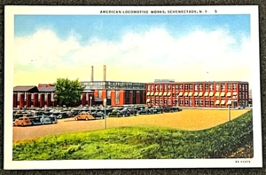 SCHENECTADY Nueva York LOCOMOTORA AMERICANA FUNCIONA Lino Postal Sin Usar Años 40 NY - Imagen 1 de 3
