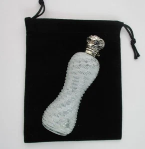 Latticinio perfume scent bottle corset shape art glass silver top - Picture 1 of 5