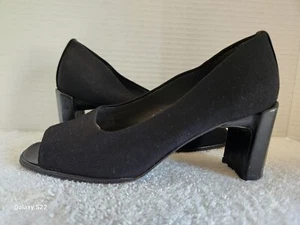 Stuart Weitzman Womens Black Open Peep Toe Heels Size 5.5B - Picture 1 of 10