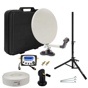Impianto satellitare campeggio treppiede rilevatore di segnale TV satellitare 4K LNB 10 m cavo in valigia - Foto 1 di 8