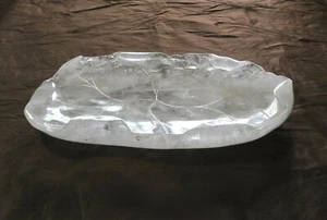 Large Rock Crystal Serveware Centrepiece Carved Lotus Leaf Bowl 20" - Picture 1 of 4