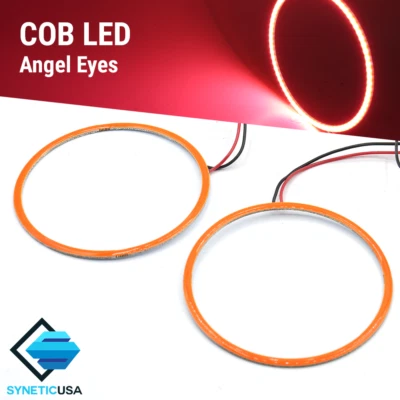 1 Pair Angel Eyes COB Halo Ring Red 60mm-130mm LED Light Headlight Fog Housing