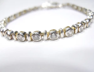 7" INCHES CZ's TENNIS SINGLE STRAND BRACELET STERLING 925 SILVER - Picture 1 of 15
