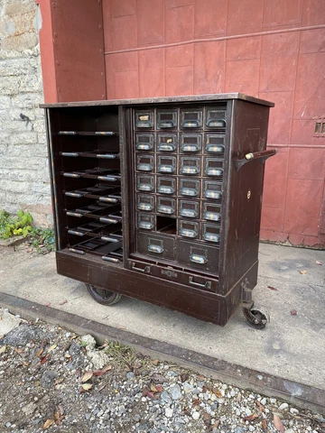 1920s Library/Courthouse card catalog cabinet Cart Berger Canton OH Japan Finish Cover