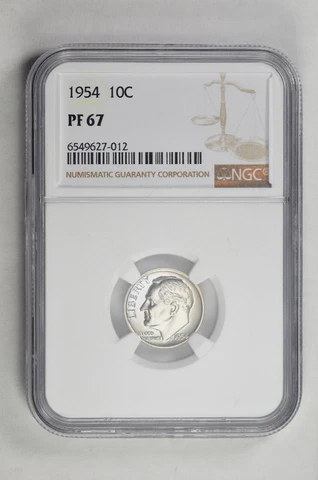1954 10C Proof Silver Roosevelt Dime NGC PF 67 Cover