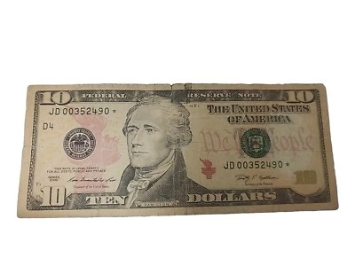 $10 Star Note JD 00352490* 2009 - Image 1 of 2