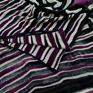 Indian Vintage Sari Black & Purple Pure Georgette Silk Printed Saree Sewing Soft - Imagen 1 de 22