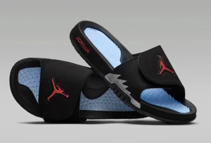 NIB Jordan Hydro 5 Retro Men's Slides Sandal, Black/Silver/Red - Picture 1 of 5