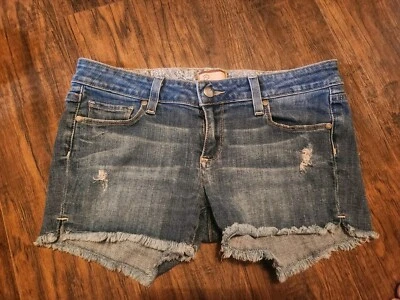 Женские шорты Paige Premium из джинсовой ткани 27 синие с вырезом из хлопка эластичные Mediu - Изображение 1 из 4