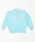 CAMPIONE Womens Polo Neck Jumper Sweater UK 16 Large Blue Cotton Vintage SR06