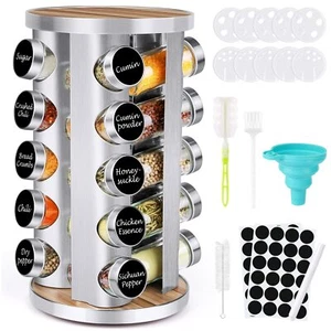 Spice Rack Organizer With Jars For Cabinet 20pcs Revolving/rotating Seasoning - Picture 1 of 7