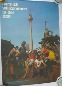 Póster de viaje vintage retro moderno Dewag Berlín bienvenido a la RDA - Imagen 1 de 6