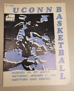 1981 ST. JOHN'S REDMEN vs/at UCONN HUSKIES NCAA BIG EAST BASKETBALL GAME PROGRAM - Picture 1 of 10