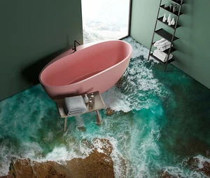 3D River Waves 53RAI45 Floor WallPaper Murals Wall Print Decal AJ WALL Fay - Picture 1 of 5