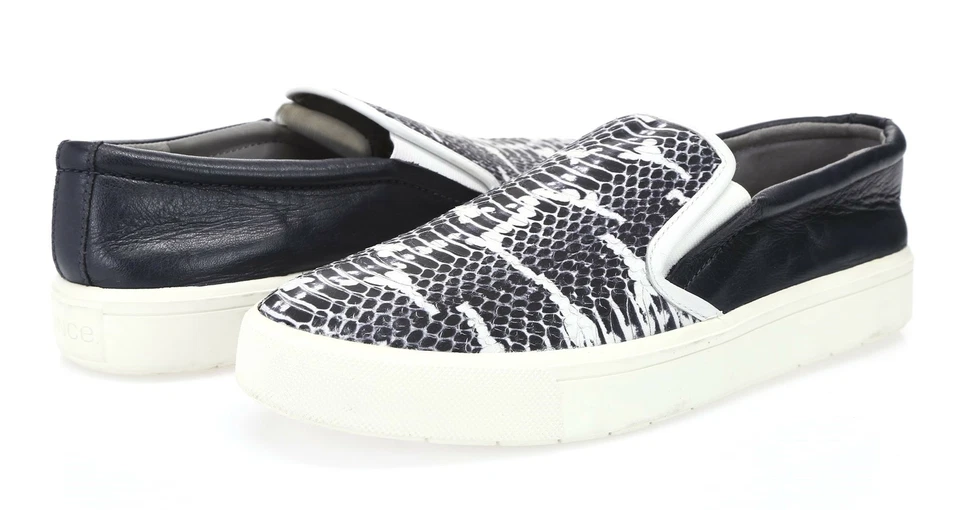 Vince. Womens Navy Blue Snake Print Leather Slip On Sneakers Shoes Size 9.5 - Image 1 of 4
