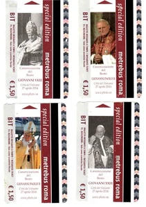 4 Biglietti ATAC METREBUS Canonizzazione Papa Giovanni XXIII Giovanni Paolo II - Foto 1 di 2