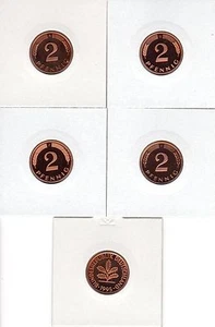 BRD 2 Pfennig ADFGJ in Polierter Platte PP (Wählen Sie zwischen 1991 -2001 ) - Bild 1 von 1