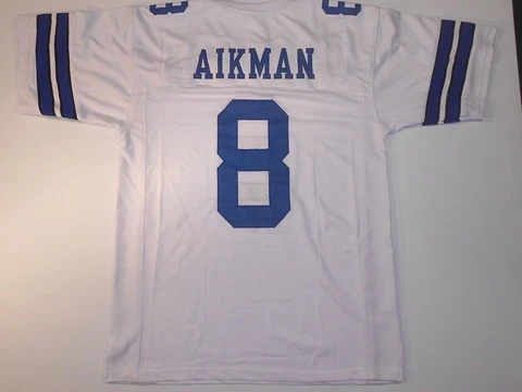UNSIGNED CUSTOM Sewn Stitched Troy Aikman White Jersey - M, L, XL, 2XL, 3XL Cover