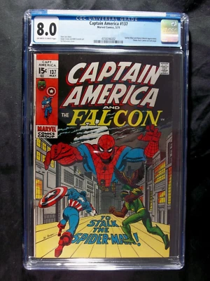 Captain America #137 CGC 8.0 Spider-man App. Stone face app. Vintage marvel - Image 1 of 3