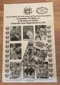 1995 Baltimore Orioles Cal Ripken Jr./Lou Gehrig 2131 Wall Poster/54 Of 500 - Picture 1 of 1