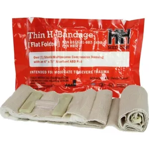 Paquete de 2 - Vendaje H fino médico H&H - Plegado plano - Suministros de trauma IFAK - Imagen 1 de 5