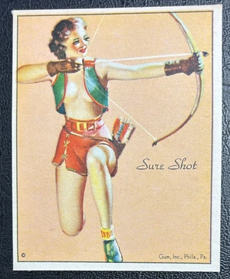 AMERICAN BEAUTIES R59 GUM INC. 1944 Card : SURE-SHOT   WW2 Pin-Up EX - Image 1 of 2
