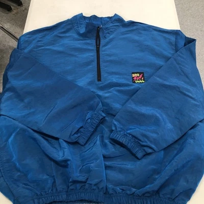 Vintage Surf Style 1/4 Zip Pullover Windbreaker Jacket One Size Blue Iridescent  - Image 1 of 4