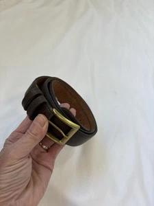 Men’s Dockers Brown Split Leather Belt Size 32 Gold Buckle 2383 32/80 NEW - Picture 1 of 6