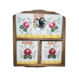 Vtg Ceramic Recipe Holder, Salt & Pepper Shakers, Shelf Cubby, 1950s Japan - Picture 1 of 8