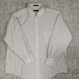 Etienne Aigner Mens Dress Shirt Big 17 32/33 Blue & White Striped Long Sleeve  - Picture 1 of 8