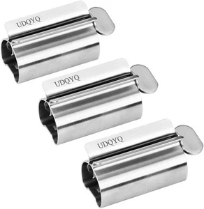Toothpaste Squeezer - Metal Tube Stainless Steel Wringer Silver - Picture 1 of 9