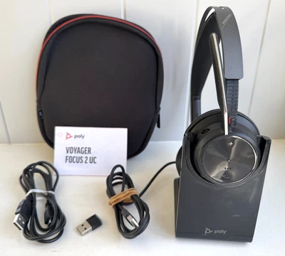 Poly Voyager Focus 2 UC Wireless Headset +USB Desk Stand +BT600 USB dongle - Image 1 of 4