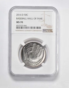 2014 D MS70 Baseball Hall of Fame Commemorative Half Dollar NGC - Picture 1 of 5
