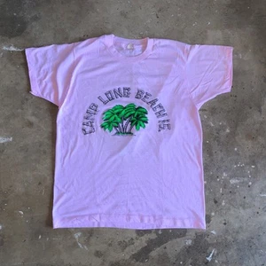 80s VINTAGE CAMP LONG BEACH ISLAND T-SHIRT JERSEY SHORE SZ M CAMP BEVERLY HILLS - Picture 1 of 9