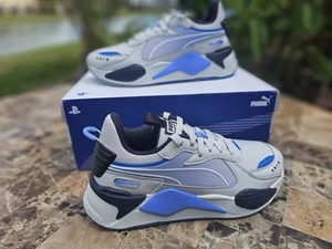 Size 6 Puma RS-X Playstation Jr Youth Shoes Gray Blue Sneakers 396657 01 - Picture 1 of 11
