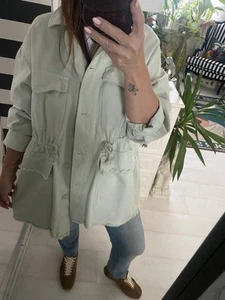 Zara Mint Denim Cotton Jacket Size M - Picture 1 of 11