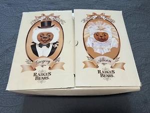 RARE White Raikes Bears Allison & Gregory Bride Groom Wedding 1986 Tags COA Box - Picture 1 of 14