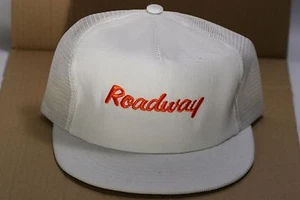 Vintage Roadway corduroy- mesh trucker hat baseball cap snapback white  - Picture 1 of 8